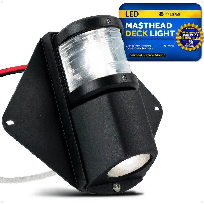 Five Oceans Combination Masthead and Deck Light, LED Masthead Deck Spreader Light, 12V, Vertical Mount for Sailboat - FO3837 - Image 1